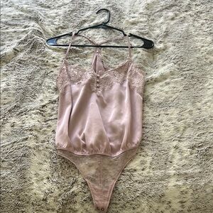 Abercrombie & Fitch Lace Trim Satin Bodysuit